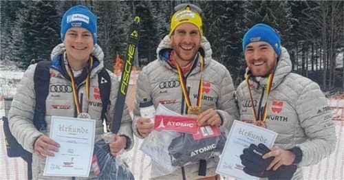 Auf dem Stockerl: Florian Knopf, Andreas Katz und Thomas Bing (von links).