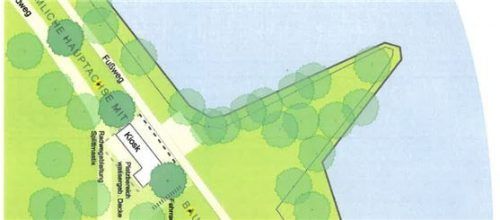 Der Gemeinderat Bernau diskutierte über die Änderung der Wegeführung beim neuen Geh- und Radweg – am Kiosk (Bild) vorbei – im Chiemseepark.Foto re