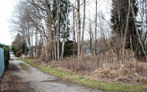 Auf dieser Fläche an der Hölderlinstraße soll der „Naturnahe Kindergarten“ entstehen – mit der Fertigstellung wird im Herbst 2021 gerechnet, rund 40 Kinder sollen hier einen Platz erhalten. Foto Riediger