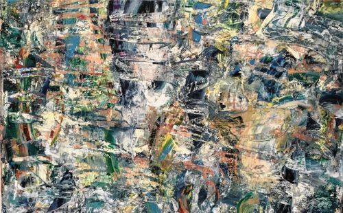 Lali Johnes Werk „Kikötö“ (Öl auf Leinwand). Kikötö ist das ungarische Wort für „Binnenhafen“.Foto Bößwetter