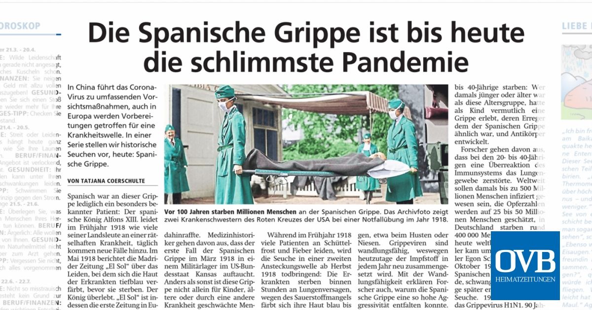 Die Spanische Grippe ist bis heute die schlimmste Pandemie - OVB