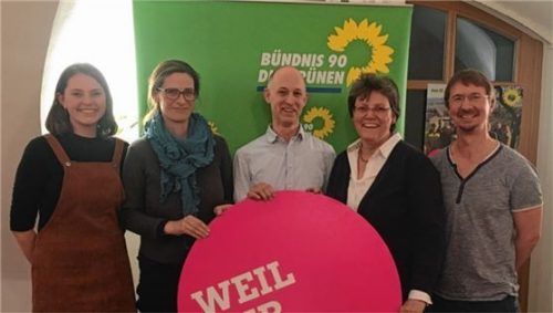 Der Gründungsvorstand des neuen Ortsverbands (von links): Schriftführerin Anna Sax, Sprecherin Birgit Michallik, Sprecher Joachim Kraus, Beisitzerin Cathrin Henke, BeisitzerMichael Sternischa. Foto RE