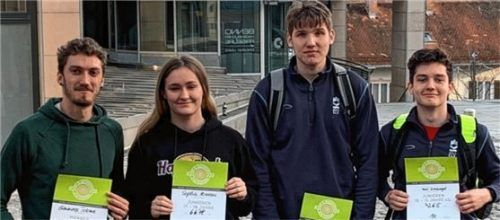 Die erfolgreichen Rosenheimer: Gianmarco Tolomei, Sophia Hermann, Jakob Donaubauer und Max Hamberger (von links).