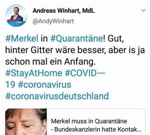 Diesen Post hatte Adreas Winhart abgesetzt – und kurze Zeit später wieder gelöscht. Foto re