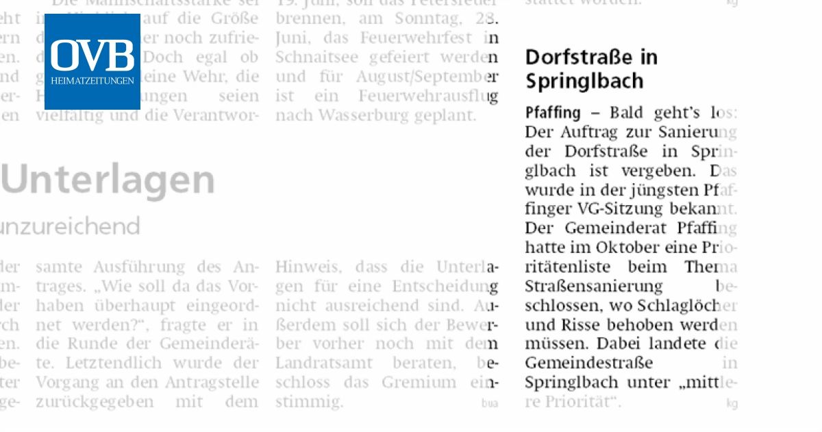 Dorfstraße in Springlbach OVB Heimatzeitungen