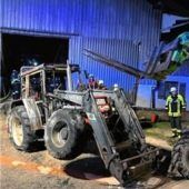 Traktor in Flammen