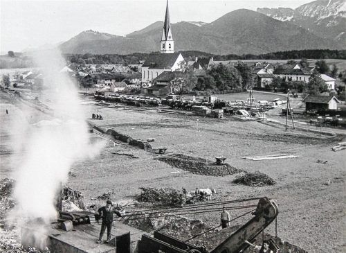 Frasdorf beim Bau der „Reichsautobahn“ im Jahr 1935.