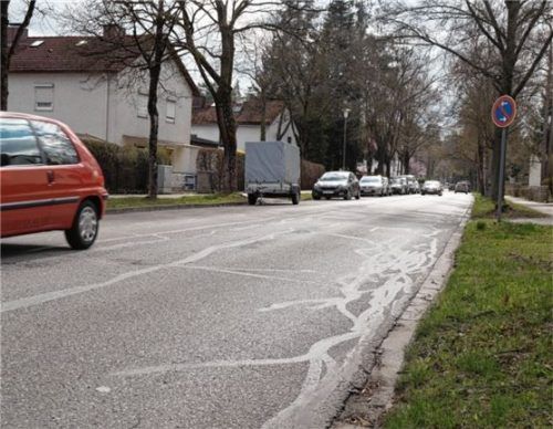 Im Grünen Weg zwischen Goetheplatz und Hermann-Löns-Straße ist zu wenig Platz, um dort Parkmöglichkeiten und Alleebäume zu erhalten und gleichzeitig Radfahrern einen sicheren Radweg anzubieten.Foto  Grundner