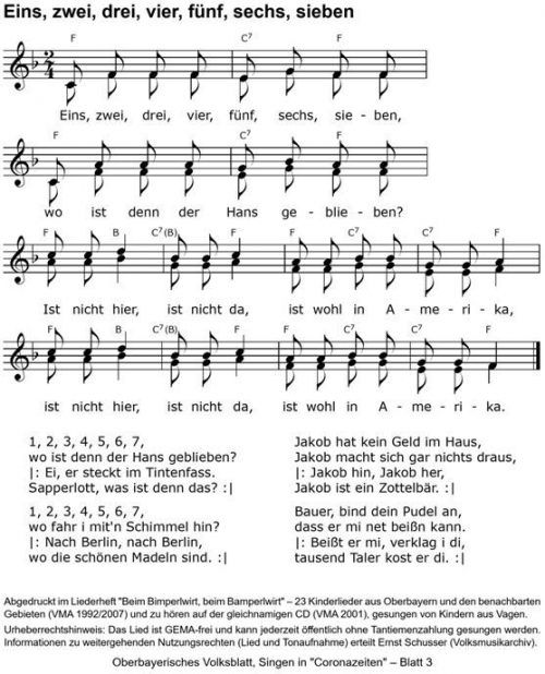 Nicht nur für Kinder geeignet ist „1, 2, 3, 4, 5, 6, 7“. VMA