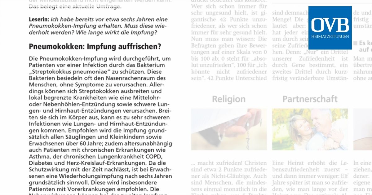 Pneumokokken: Impfung auffrischen? - OVB Heimatzeitungen