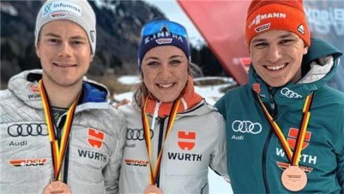 Auch sie sind in der neuen Saison wieder in den DSV-Kadern vertreten: Florian Knopf, Nadine Herrmann und Anian Sossau (von links).