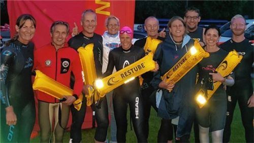 Das BaderMainzl-TriTeam stellte 2019 beim Vollmondschwimmen die zahlenmäßig größte Mannschaft.