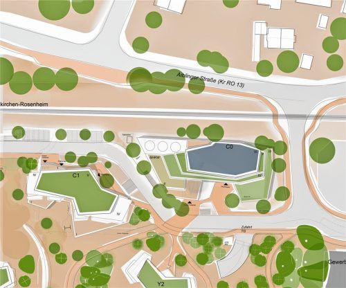 Das neue Gebäude im Kreuzungsbereich Conradty-/Hasslerstraße (CO) soll statt sechs nur fünf Etagen umfassen. Bei der Höhe einigte sich der Stadtrat auf 17 Meter.  Behnisch Architekten.