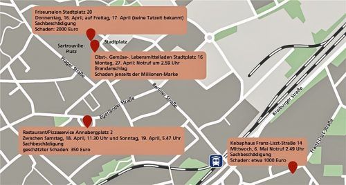 Die Stationen einer schrecklichen Anschlagsserie, die im Frühjahr 2020 die ganze Stadt und vor allem die türkischen Mitbürger in Angst versetzte. OVB