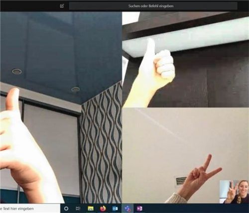 Lehrerin Susanne Hennes (rechts unten) ruft ihre Schüler in einer Kleingruppe auf. Foto Privat