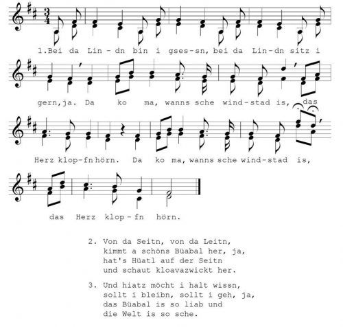 Das beliebte Lied ist zum gemeinsamen Singen beim „Hoagart“ geeignet. VMA