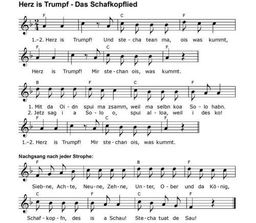 Dem Schafkopfen ist das das Lied „Herz ist Trumpf“ gewidmet.Foto Volksmusikarchiv