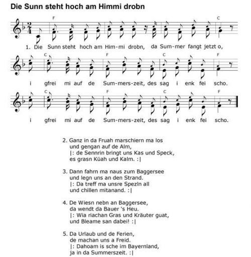 Dieser Liedtext über die Sommerzeit ist erhältlich unter volksmusikarchiv@bezirk-oberbayern.de.Foto Volksmusikarchiv
