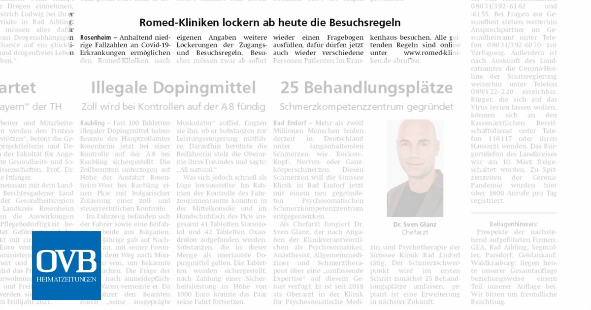 Romed Kliniken Lockern Ab Heute Die Besuchsregeln OVB Heimatzeitungen