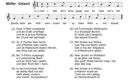 Überlieferte und neue Gstanzln für die „Furthmühle“ im Bauernhausmuseum Amerang (VMA/EBES 2012). re