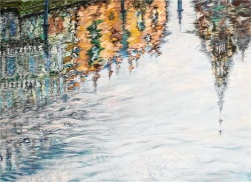 „Wasserspiegelungen I“, Acrylfarbe auf Leinwand.