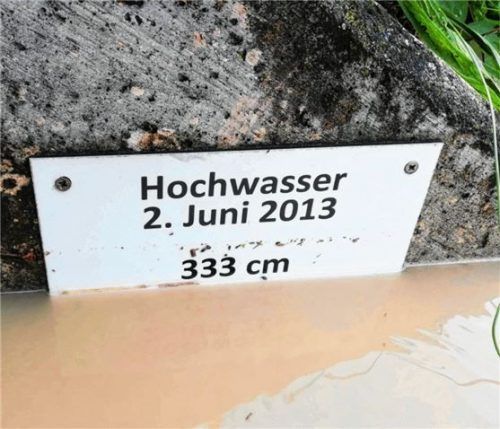 Erinnerung an das Hochwasser 2013: Anfang August war der Kaltenbach in Hohenofen erneut auf den Stand von 3,33 Meter angestiegen. Foto Aerzbäck
