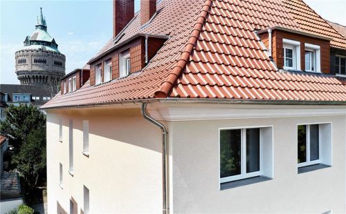 Nachhaltig gedämmt: Nach Jahrzehnten der Nutzung kann diese Wärmedämmfassade eines Wohnhauses in Münster recycelt werden. Foto djd/Saint-Gobain Weber