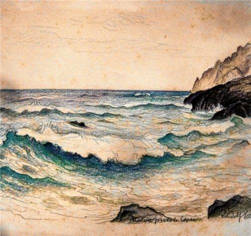 Rudolf Sieck: „Capri“ (Farbzeichnung), um 1930. re