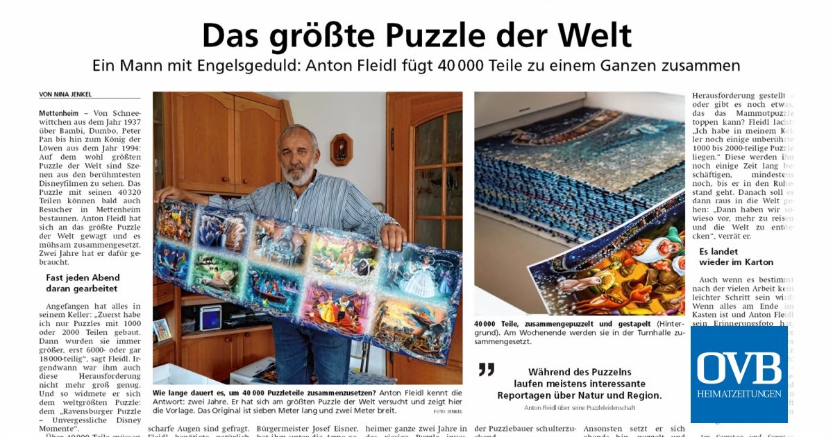 Das größte Puzzle der Welt OVB Heimatzeitungen