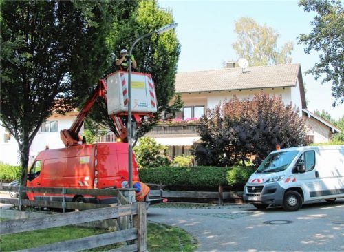 Wie hier in der Schäfersiedlung wird jetzt ein Teil der Straßenlaternen auf LED umgestellt. Dieses Umrüstungsprojekt läuft seit 2018. Foto Riediger