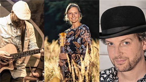 Beim Liedermacherabend sind (von links) Frida, alias Markus Frisch, Helga Brenninger und Ramon Bessel zu hören. Foto Kwerbild/C. Hess
