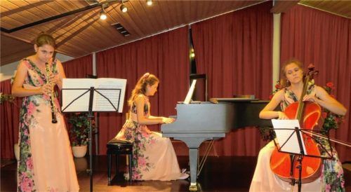 Clara, Anna und Paula Schweinberger (von links) bei ihrem Vortrag von Max Bruchs „Nachtgesang Nr. 6“. Foto Jaensch