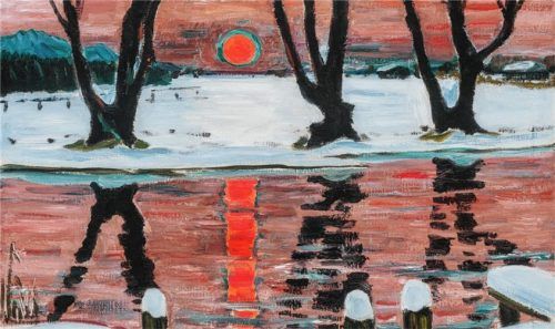 „Sonnenuntergang am Überseer Bach“ von Arnold Balwe (1958). Weiand