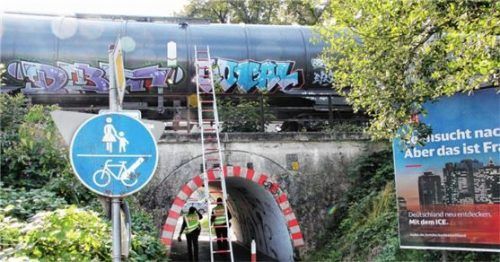 Stopp auf offener Strecke: Eine Bremse dieses Güterzuges war heißgelaufen. Foto Reisner