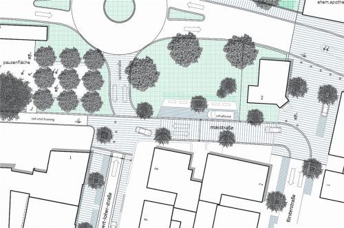 Dieses Planungskonzept zeigt, wie es ausschauen könnte. Der neue Kreisel soll nach Süden hin geöffnet werden, um ein einheitliches Bild entstehen zu lassen. Die Planungen zur Öffnung des Kreisels sollen 2021 starten. Foto re