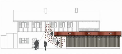 Neben der geplanten Garage soll zusätzlich auch eine Kletterwand zur Ausbildung der Anwärter und Jugendgruppen errichtet werden. Bergwacht Samerberg