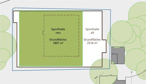 Abgespeckter Entwurf für die Aschauer Turnhalle: Um in den nächsten Jahren bei den Folgekosten zu sparen, soll die Turnhalle kleiner ausfallen. Statt der 2019 geplanten rund 2500 Quadratmeter, soll die Grundfläche circa 1800 Quadratmeter betragen. Klinger/Gemeinde Aschau