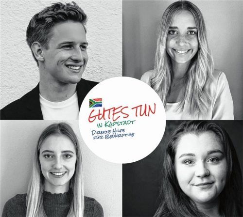 Die vier Gesichter der Fallstudie: Jonas Fries, Sabrina Weichselgartner (rechts oben),Stefanie Beitat (links unten) und Lisa Grabmeir unterstützen Organisationen in Kapstadt. Foto Beitat