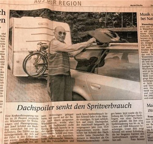 Ein Macher und Erfinder: 2002 sorgte Josef Schmid mit einem speziellen Windabweiser für Schlagzeilen.