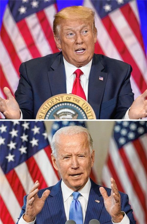 US-Wahl 2020: Heute Nacht entscheidet sich, ob Donald Trump (oben) bleibt oder Joe Biden der neue Präsident der Vereinigten Staaten von Amerika wird.Fotos dpa/privat
