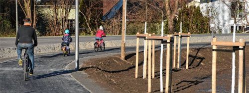 Damit Fußgänger und Radfahrer in Zukunft nicht mehr auf die viel befahrene Kreisstraße müssen, um zur Ortsmitte zu gelangen, hat der Landkreis Rosenheim einen neuen Geh- und Radweg angelegt. Foto Ruprecht