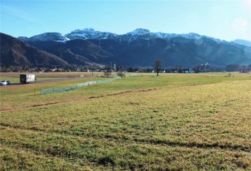 Das künftige Baugebiet am „Zieglerfeld“ in Aschau: Vier Grundstücke werden am Standort unmittelbar nach Süden hin ausgewiesen.Foto Rehberg