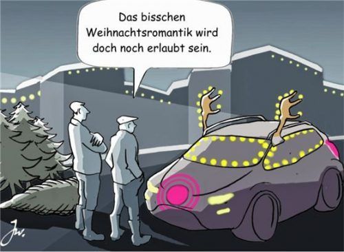 Eine leuchtende Rudolph-Rentiernase am Auto ist in keinem Fall zulässig. Foto ampnet/Goslar Institut