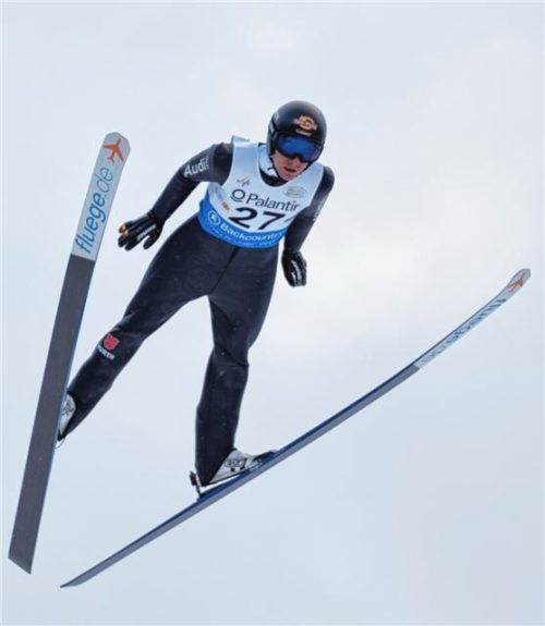 Jakob Lange bei einem der wenigen Sprünge beim Continental-Cup in Park City. Foto Christopher