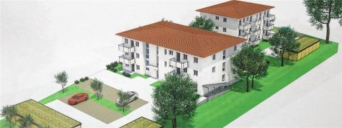 So soll das fertige Wohnbauprojekt mit insgesamt 21 barrierefreien Wohnungen aussehen. Im Herbst 2022 soll das Projekt voraussichtlich fertiggestellt sein. Wohnbau GmbH