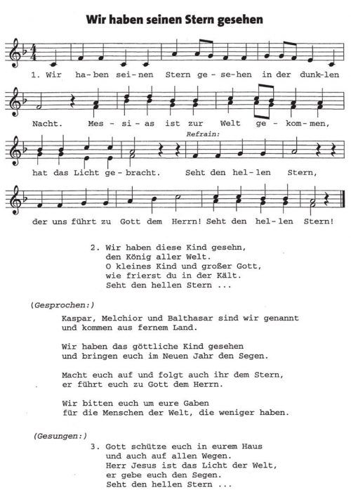 Ein Sternsingerlied von Eva Bruckner und Ernst Schusser nach dem Matthäus-Evangelium. Foto re