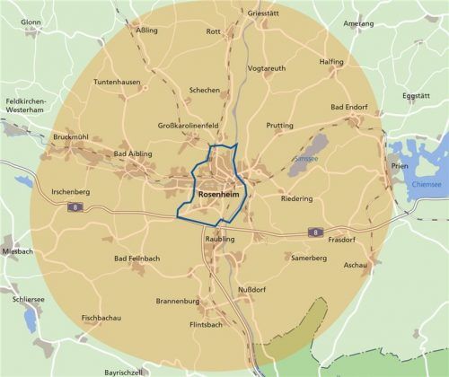 Eingeschränkte Bewegungsfreiheit: der 15-Kilometer-Radius um die Stadt Rosenheim.