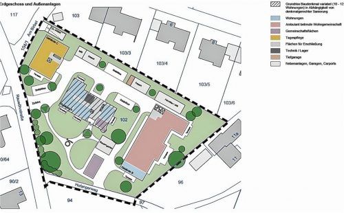 Im Bereich Fröschenthal in Neubeuern soll voraussichtlich im Herbst 2022 eine neue Seniorenwohnanlage mit elf Appartements und 34 Wohnungen entstehen. Foto Gemeinde Neubeuern