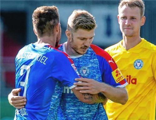 Thomas Dähne (rechts) ist seit dieser Saison beim Zweitligisten Holstein Kiel.Foto DPA/Frank Molter