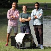 Roboter sammelt Kippen und Kronkorken